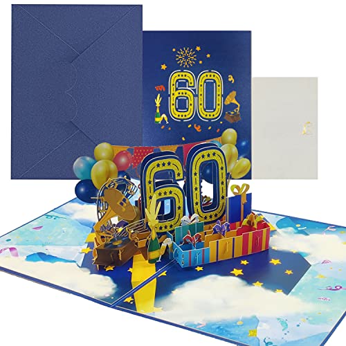 Geburtstagskarte, 3D Pop Up Karte zur Volljährigkeit Geburtstagsparty, Jubiläumskarte Klappkarte mit Nachrichtenkarte und Umschlag für Frauen Mütter Mädchen Männer Freunde (Geburtstagskarte zum 60) Geburtstagskarte, 3D Pop Up Karte zur Volljährigkeit Geburtstagsparty, Jubiläumskarte Klappkarte mit Nachrichtenkarte und Umschlag für Frauen Mütter Mädchen Männer Freunde (Geburtstagskarte zum 60) von KITRDOOR