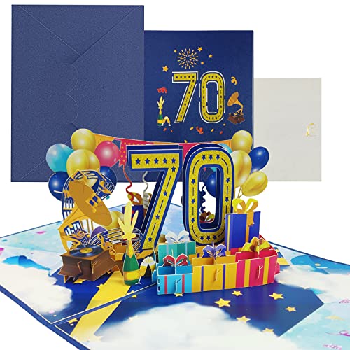 Geburtstagskarte, 3D Pop Up Karte zur Volljährigkeit Geburtstagsparty, Jubiläumskarte Klappkarte mit Nachrichtenkarte und Umschlag für Frauen Mütter Mädchen Männer Freunde (Geburtstagskarte zum 70) Geburtstagskarte, 3D Pop Up Karte zur Volljährigkeit Geburtstagsparty, Jubiläumskarte Klappkarte mit Nachrichtenkarte und Umschlag für Frauen Mütter Mädchen Männer Freunde (Geburtstagskarte zum 70) von KITRDOOR