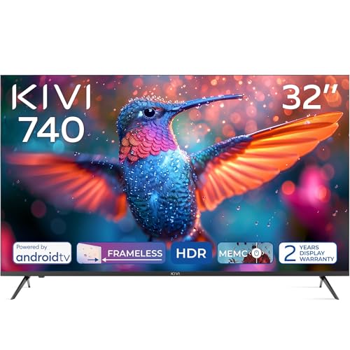 KIVI 32H740NB Smart TV Rahmenlos – Fernseher 32 Zoll HD, Smart TV, MVA Panel, HDR, Android 11, WLAN, kompatibel mit Netflix & HBO von KIVI