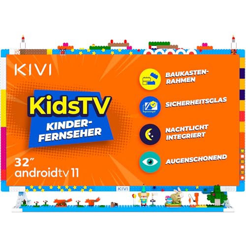KIVI KidsTV Fernseher 32'' Smart TV Android FHD; mit Voice Assistant; HVA-Panel; kompatibel mit HBO, Disney+, Netflix, YouTube Kids; mit schützendem, gehärtetem Glas; verbessert KIVI KidsTV Fernseher 32'' Smart TV Android FHD; mit Voice Assistant; HVA-Panel; kompatibel mit HBO, Disney+, Netflix, YouTube Kids; mit schützendem, gehärtetem Glas; verbessert von KIVI