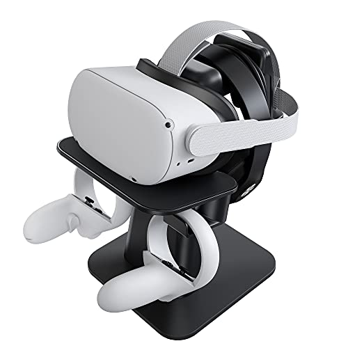 KIWI design VR Ständer, Displayhalter und Controller Halterung Kompatibel mit Quest 2/Quest 1/ Rift/Rift S/GO/HTC Vive/Vive Pro/Valve Index/PSVR 2/PICO VR-Headset und Controller, Schwarz von KIWI design