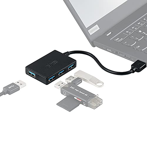 KIWIFOTOS 4-Port USB 3.0 Hub Splitter, ultradünner tragbarer Daten-Hub-Adapter für MacBook, Mac Pro/mini, Surface Pro, XPS, PS4, mobile HDD, Tastatur, Maus, USB-Flash-Laufwerke, USB-Mikrofon von KIWIFOTOS
