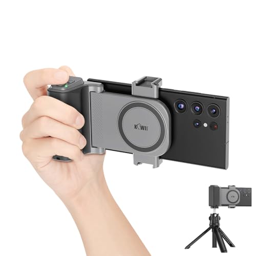 KIWIFOTOS Großer Smartphone-Handy-Kameragriff mit Abnehmbarer Zoomfunktion, drahtlose Kamera-Fernbedienung, Stativhalterung mit kaltem Schuh für 59-85mm Weitwinkel iPhone Android Aufnahmen (Grau) von KIWIFOTOS