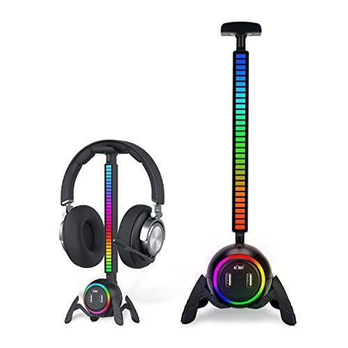KIWIFOTOS Headset-Ständer mit USB-Hub, RGB-Kopfhörerständer mit Spinnen-Design, rutschfeste Unterseite, PC-Gaming-Zubehör, geeignet für Desktop-Tischspiele, Kopfhörer-Zubehör von KIWIFOTOS
