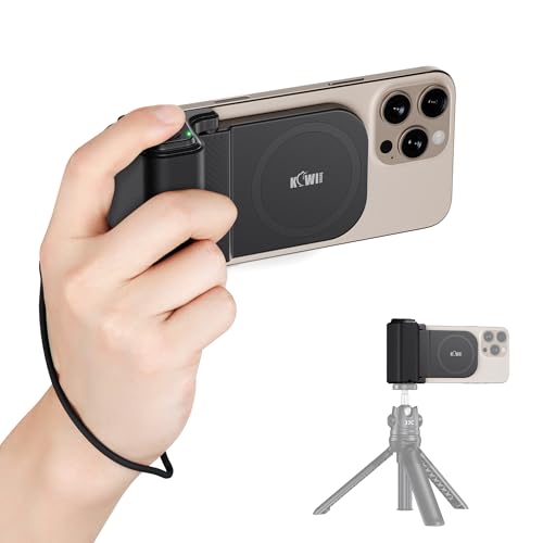 KIWIFOTOS Magnetischer Smartphone-Griff-Halter, Smartphone-Kameragriff mit Abnehmbarer kabelloser Kamera-Fernbedienung, Stativhalterung mit kaltem Schuh für iPhone Android Shooting (Schwarz) von KIWIFOTOS