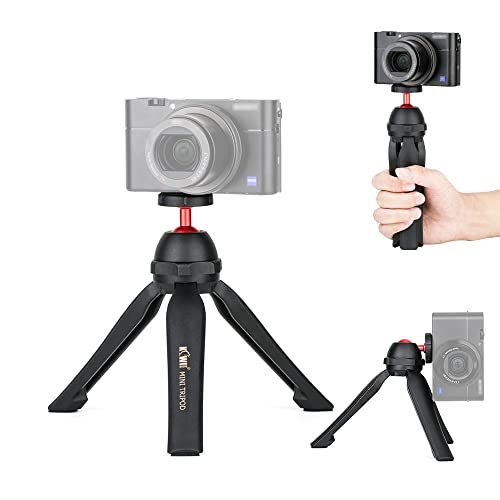 KIWIFOTOS Mini-Desktop-Stativ mit 360° drehbarem Kugelkopf, Selfie-Stick-Griff für Vlog spiegellose & Kompaktkamera, Einsteiger-DSLRs, LED-Lampen, Mini-Projektoren mit einer von KIWIFOTOS