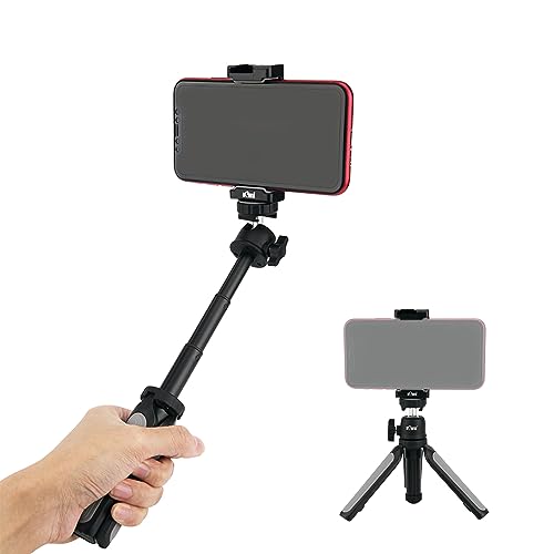 KIWIFOTOS Mini-Smartphone-Stativ, Selfie-Stick für Smartphones mit Handy-Clip, Tisch-Stativ, Halterung für Aufnahmen und Selfie-Vlog, Grau von KIWIFOTOS