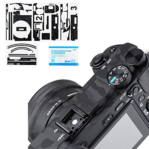 Kamera- und Objektivgehäuse-Aufkleber, Schutzfolie für Sony A6500 + 16-50 mm Objektiv-Kits, DSLR-Kamera, 3M-Aufkleber, kratzfest, Camouflage, Schwarz von KIWIFOTOS