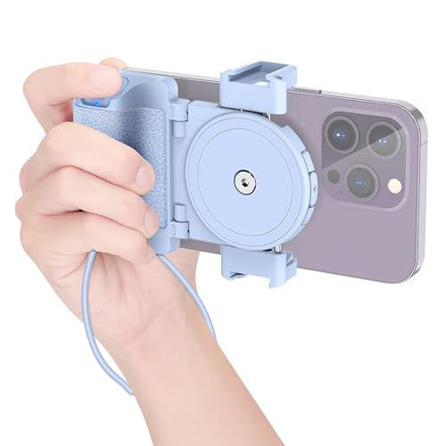 Kompakter Smartphone Griffhalter mit Abnehmbarer Drahtloser Fernbedienung und Cold Shoe Halterungen Kompatibel mit iPhone 16 15 14 13 12 11 Galaxy Pixel Mate 55-90 mm Breit für Vlog Video Foto (Blau) Kompakter Smartphone Griffhalter mit Abnehmbarer Drahtloser Fernbedienung und Cold Shoe Halterungen Kompatibel mit iPhone 16 15 14 13 12 11 Galaxy Pixel Mate 55-90 mm Breit für Vlog Video Foto (Blau) von KIWIFOTOS