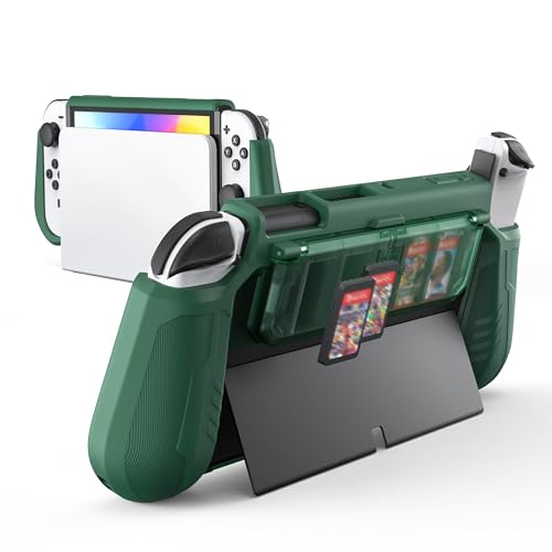 KIWIHOME Switch OLED Hülle Kompatibel mit Nintendo Switch OLED 2021, Flip Design Spielkartenhalter, Ergonomischer Komfort TPU Griffhülle Dockbare Hülle für Switch OLED Zubehör und Joy-Cons, Grün KIWIHOME Switch OLED Hülle Kompatibel mit Nintendo Switch OLED 2021, Flip Design Spielkartenhalter, Ergonomischer Komfort TPU Griffhülle Dockbare Hülle für Switch OLED Zubehör und Joy-Cons, Grün von KIWIHOME