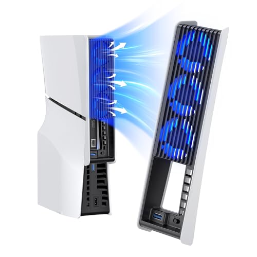 Lüfter für PS5 Slim, KIWIHOME PS5 Slim Lüfter mit automatischer Geschwindigkeitseinstellung, leiseres Kühlzubehör mit LED-Licht und USB3.0-Hubs, für PS5 Slim Disc & Digital Editions, Nicht für PS5 Pro Lüfter für PS5 Slim, KIWIHOME PS5 Slim Lüfter mit automatischer Geschwindigkeitseinstellung, leiseres Kühlzubehör mit LED-Licht und USB3.0-Hubs, für PS5 Slim Disc & Digital Editions, Nicht für PS5 Pro von KIWIHOME