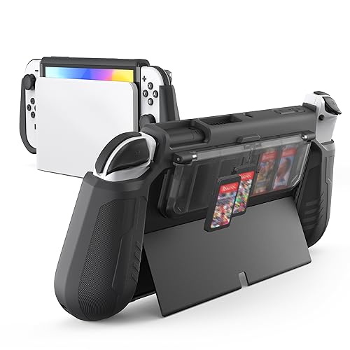 KIWIHOME Switch OLED Hülle mit Spiele Aufbewahrung im Flip Design, Dockbare Schutzhülle für Nintendo Switch OLED 2021, Tragbare TPU Griffhülle für 7 Zoll und Joy-Con-Controller, Schwarz KIWIHOME Switch OLED Hülle mit Spiele Aufbewahrung im Flip Design, Dockbare Schutzhülle für Nintendo Switch OLED 2021, Tragbare TPU Griffhülle für 7 Zoll und Joy-Con-Controller, Schwarz von KIWIHOME