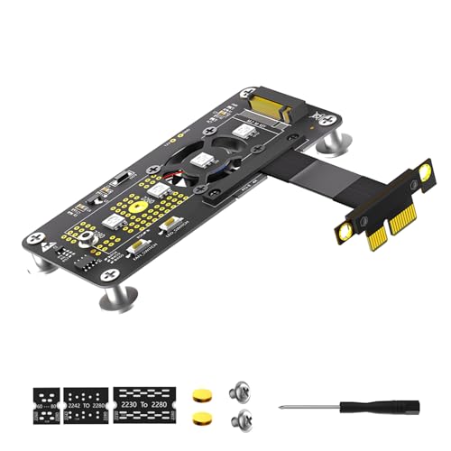 KJDKNC NGFFs NVME Key M Festplatten Zu PCIE 1X Verlängerungskabel Mit Lüfter Und Automatischer Verfärbungs LED von KJDKNC
