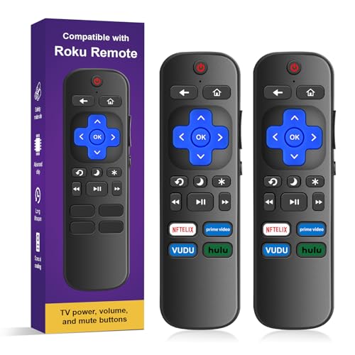 Universal-Fernbedienung für Roku TV (2er-Pack) – Ersatz für TCL/Hisense/Sharp/Onn/Insignia Roku TVs, mit Shortcut-Tasten für Netflix/Prime Video/Hulu/VUDU von KJDiSRPin