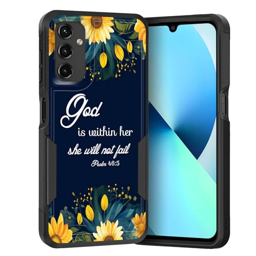 KJFHDJFDH Schutzhülle für Galaxy A14 5G, zweilagig, Hybrid, robust, stoßfest, hartes PC + weiche Silikon-Schutzhülle für Samsung Galaxy A14 5G, Sonnenblumen-Bibelvers Psalm 46:5 KJFHDJFDH Schutzhülle für Galaxy A14 5G, zweilagig, Hybrid, robust, stoßfest, hartes PC + weiche Silikon-Schutzhülle für Samsung Galaxy A14 5G, Sonnenblumen-Bibelvers Psalm 46:5 von KJFHDJFDH