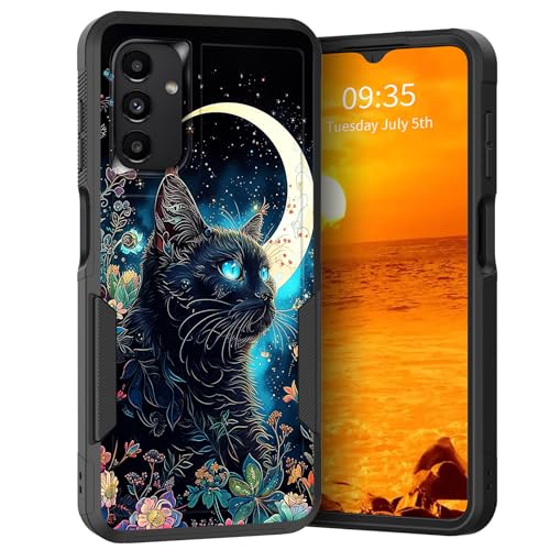 KJFHDJFDH Schutzhülle für Galaxy A25 5G, zweilagig, Hybrid-Hülle, strapazierfähig, stoßfest, harter PC + weiche Silikon-Schutzhülle für Samsung Galaxy A25 5G 16,5 cm (6,5 Zoll) 2023, schwarze Katze, von KJFHDJFDH