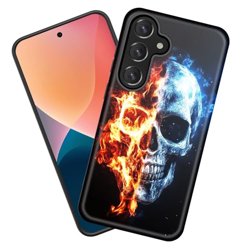 KJFHDJFDH Schutzhülle für Galaxy A26 5G, strapazierfähig, stoßfest, weiches Silikongummi und Hartplastik, Hybrid-Schutzhülle für Samsung Galaxy A26 5G 17 cm (6,7 Zoll) 2025, Flaming Skull von KJFHDJFDH