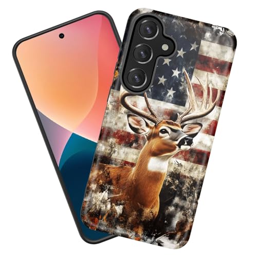 KJFHDJFDH Schutzhülle für Galaxy A26 5G, strapazierfähig, stoßfest, weiches Silikongummi und Hartplastik, Hybrid-Schutzhülle für Samsung Galaxy A26 5G 17 cm (6,7 Zoll) 2025, Motiv: Hirsch mit von KJFHDJFDH