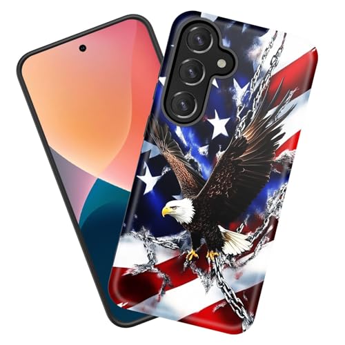 KJFHDJFDH Schutzhülle für Galaxy A26 5G, strapazierfähig, stoßfest, weiches Silikongummi und Hartplastik, Hybrid-Schutzhülle für Samsung Galaxy A26 5G 17 cm (6,7 Zoll) 2025, amerikanische Flagge Adler von KJFHDJFDH