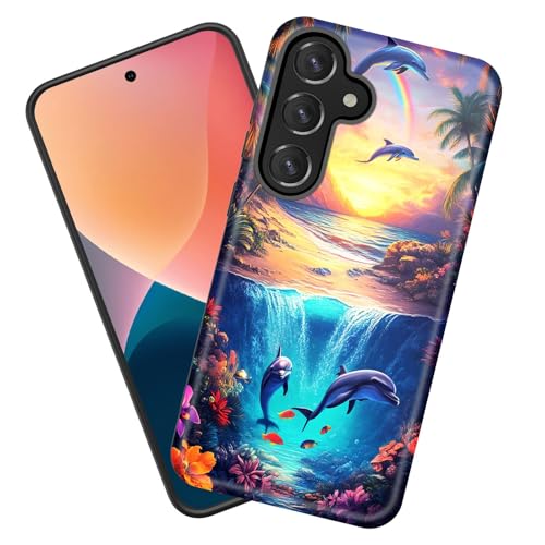 KJFHDJFDH Schutzhülle für Galaxy A26 5G, strapazierfähig, stoßfest, weiches Silikongummi und Hartplastik, Hybrid-Schutzhülle für Samsung Galaxy A26 5G 17 cm (6,7 Zoll) 2025, springende Delfine von KJFHDJFDH