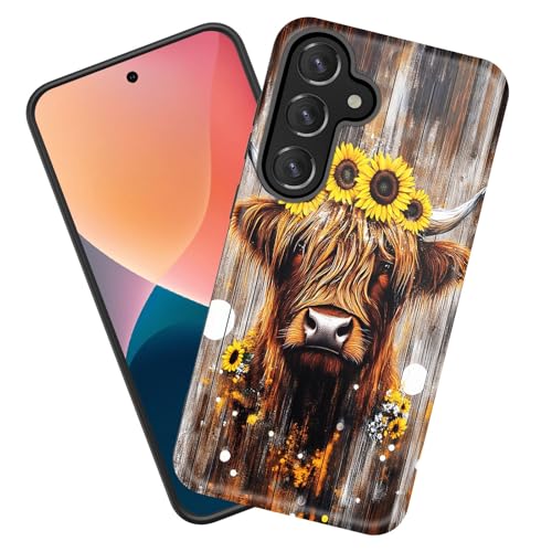 KJFHDJFDH Schutzhülle für Galaxy A26 5G, strapazierfähig, stoßfest, weiches Silikongummi und Hartplastik, Hybrid-Schutzhülle für Samsung Galaxy A26 5G 6,7 Zoll 2025, Hochlandkuh mit Sonnenblumen KJFHDJFDH Schutzhülle für Galaxy A26 5G, strapazierfähig, stoßfest, weiches Silikongummi und Hartplastik, Hybrid-Schutzhülle für Samsung Galaxy A26 5G 6,7 Zoll 2025, Hochlandkuh mit Sonnenblumen von KJFHDJFDH