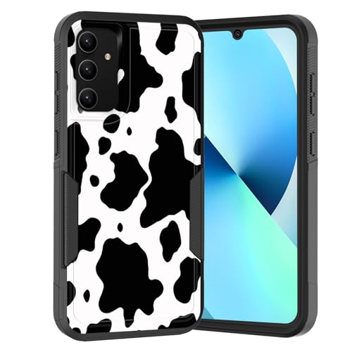 KJFHDJFDH Schutzhülle für Galaxy A35/A55 5G, zweilagig, Hybrid-Hülle, robust, stoßfest, harter PC + weiche Silikon-Schutzhülle für Samsung Galaxy A55 5G/A35 5G 16,8 cm (6,6 Zoll), Kuhmuster von KJFHDJFDH