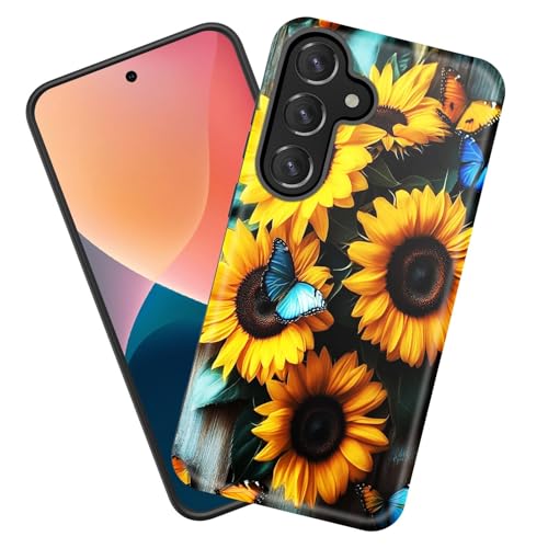KJFHDJFDH Schutzhülle für Galaxy A36 5G, strapazierfähig, stoßfest, weiches Silikongummi und Hartplastik, Hybrid-Schutzhülle für Samsung Galaxy A36 5G 17 cm (6,7 Zoll) 2025, Sonnenblume und von KJFHDJFDH