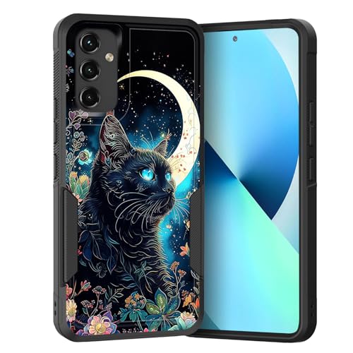 KJFHDJFDH Schutzhülle für Galaxy S25 Plus, zweilagig, Hybrid-Hülle, strapazierfähig, stoßfest, harter PC + weiche Silikon-Schutzhülle für Samsung Galaxy S25 Plus 17 cm (6,7 Zoll), schwarze Katze, von KJFHDJFDH