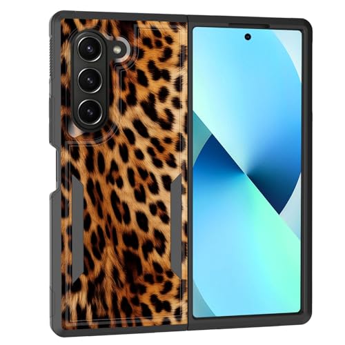 KJFHDJFDH Schutzhülle für Galaxy Z Fold 6, zweilagig, Hybrid, strapazierfähig, stoßfest, harter PC + weiche Silikon-Schutzhülle für Samsung Galaxy Z Fold 6 2024, Retro-Leopardenmuster von KJFHDJFDH