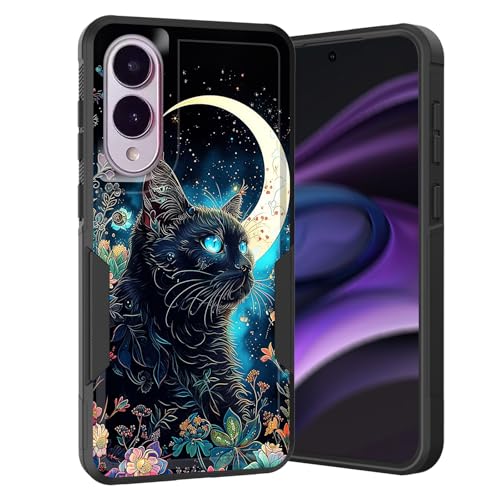KJFHDJFDH Schutzhülle für Samsung Galaxy S25 Edge 2025, zweilagig, Hybrid-Hybrid-Hülle, robust, stoßfest, harter PC + weiche Silikon-Schutzhülle für Samsung Galaxy S25 Edge 2025, schwarze Katze von KJFHDJFDH