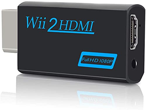 KJKT Wii zu HDMI Konverter, Wii zu HDMI 1080P 720P 60Hz Adapter Ausgang Video Audio Unterstützung Spiele TV Projektor Alle Wii Display Modi und 3,5 mm Audio Unterstützt NTSC 480i 480p PAL 576i - von KJKT