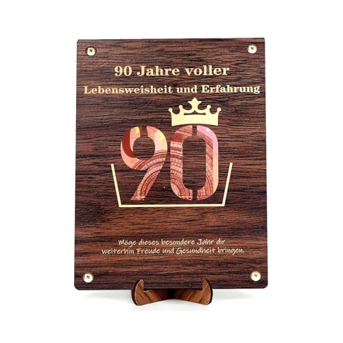 KJSXUUE Kreatives Holz-Geldgeschenk zum 90. Geburtstag, Hochzeitsgeschenk, Reise geschenk, Geldgeschenke geburtstag frauen/männer, Ehemann/Gattin (90 Jahre) von KJSXUUE