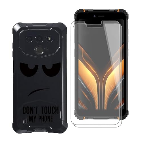 KJYF Handyhülle für Hotwav T5 Pro (6,0"), Weiche Silikon TPU Hülle Stoßfest Kratzfest Schutzhülle Cover mit 2 Stück Gehärtetem Glas Schutzfolie für Hotwav T5 Pro - Nicht berühren von KJYF