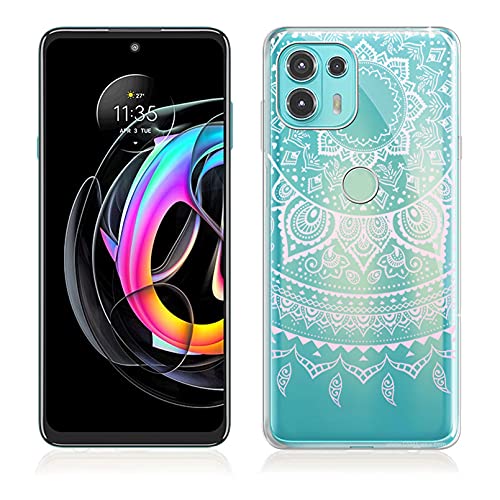 KJYF Handyhülle für Motorola Edge 20 Lite (6.7 Zoll), KJF Transparent Hülle Schale Silikon Schutzhülle Case TPU Tasche Bumper Anti-Kratzen Protective Cover für Motorola Edge 20 Lite - Pulver Mandala von KJYF