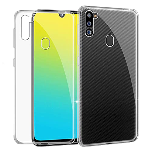 Handyhülle für Samsung Galaxy M21 2021, KJF Transparent Hülle Schale Silikon Schutzhülle Case TPU Tasche Bumper Anti-Kratzen Protective Cover für Samsung Galaxy M21 2021 (6.4") - [2 Stücke] von KJYF