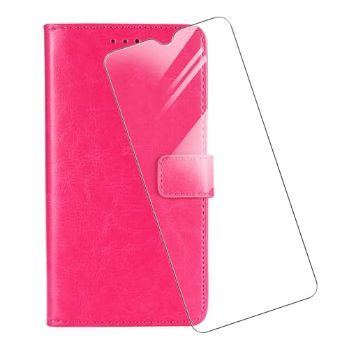 KJYF Hülle Für Doro 8100 Plus (6,1"), Mit Standfunktion Handyhülle PU-Leder Tasche Flip Schutzhülle Cover + 1 Stück Display Gehärtetem Glasfolie Schutzfolie Für Doro 8100 Plus - Pink von KJYF