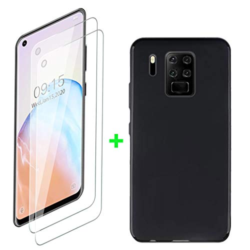 KJYF Hülle Schutzhülle Schwarz Bumper Cover TPU + 2 Stück Schutzfolie für Oukitel C18 Pro (6.55"), Gehärtete Glasfolie + Silikon Schale Case Handyhülle für Oukitel C18 Pro - Schwarz von KJYF