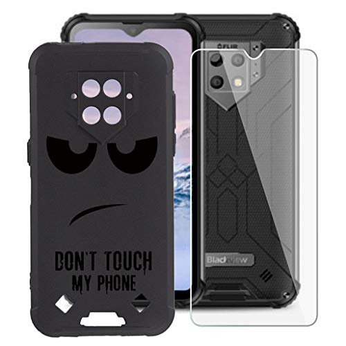 KJYF Hülle Schutzhülle Schwarz Bumper Cover TPU + Schutzfolie für Blackview BV9800 Pro (6.30"), Film Gehärtetem Glasfolie + Silikon Schale Case Handyhülle - Fass Mich Nicht an von KJYF