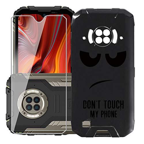 KJYF Hülle Schutzhülle Schwarz Bumper Cover TPU + Schutzfolie für Doogee S96 Pro (6.22"), Film Gehärtetem Glasfolie + Silikon Schale Case Handyhülle - Fass Mich Nicht an von KJYF