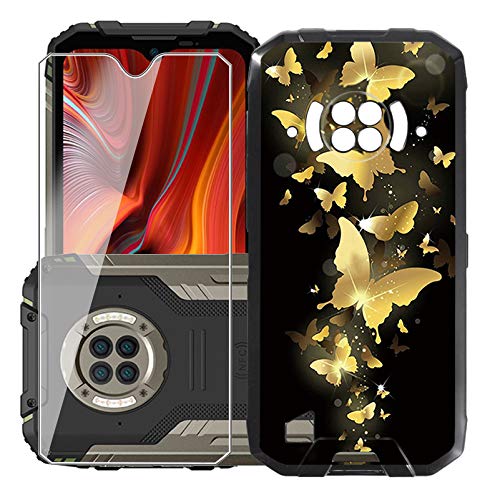 KJYF Hülle Schutzhülle Schwarz Bumper Cover TPU + Schutzfolie für Doogee S96 Pro (6.22"), Film Gehärtetem Glasfolie + Silikon Schale Case Handyhülle - WMA30 von KJYF