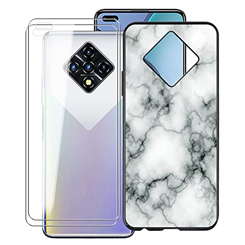 KJYF Hülle Schutzhülle Schwarz Bumper TPU Cover + 2 Stück Schutzfolie für Infinix Zero 8i (6.85"), Gehärtetem Glasfolie + Silikon Schale Case Handyhülle - WM73 von KJYF