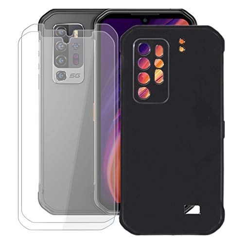 KJYF Hülle Schutzhülle Schwarz Bumper TPU Cover + 2 Stück Schutzfolie für Ulefone Armor 11 5G (6.1"), Gehärtetem Glasfolie + Silikon Schale Case Handyhülle - Schwarz von KJYF