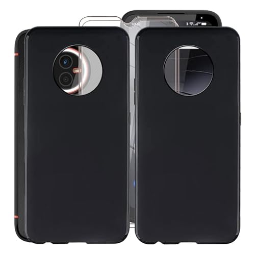 KJYF Hülle Schutzhülle Schwarz TPU Case + 2 Stück Gehärtetem Glasfolie für Gigaset GX4 (6.1"), Schutzfolie + Silikon Schale Cover Handyhülle für Gigaset GX4 - [2er-Pack] von KJYF