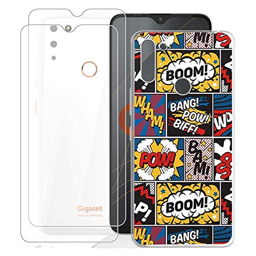 KJYF Hülle Schutzhülle Transparent Bumper Cover TPU + 2 Stück Panzerglas Schutzfolie für Gigaset GS4 (6.30 Zoll), Film Panzerglasfolie + Silikon Schale Case Handyhülle - Überraschung von KJYF