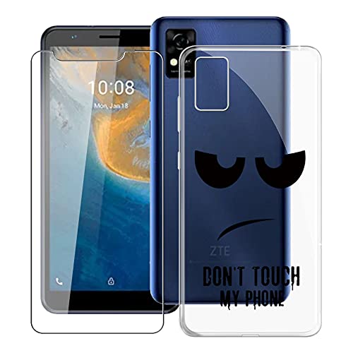 KJYF Hülle Schutzhülle Transparent Bumper TPU Cover + Schutzfolie für ZTE Blade A31 (5.45 Zoll), Film Gehärtetem Glasfolie + Silikon Schale Case Handyhülle - Fass Mich Nicht an von KJYF
