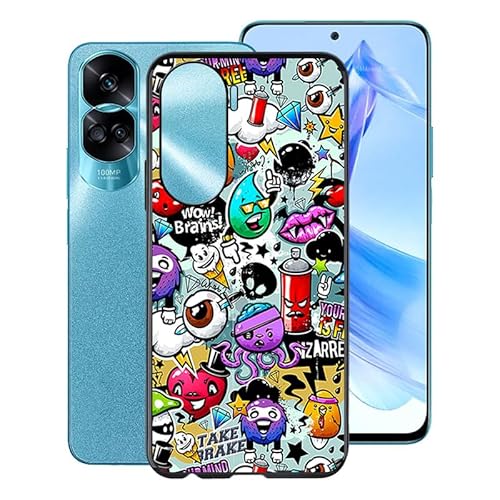KJYF Hülle Schwarz für Honor 90 Lite (6.7"), Ultra Dünn Silikon Weiche TPU Case, Stoßfest FallSchutz Cover Schutzhülle, Anti-Kratzer Handyhülle für Honor 90 Lite - Graffiti von KJYF