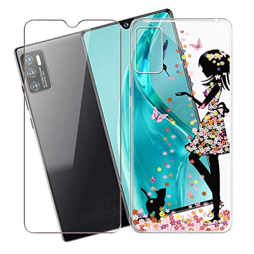 KJYF Hülle für Cubot P50 mit Gehärtetem Glas Schutzfolie, TPU Flexible Cover Silikon Bumper Case Kratzfeste Stoßfeste Handyhülle für Cubot P50 (6,22") - Mädchen von KJYF