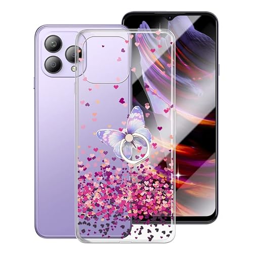 KJYF Hülle für Cubot P80 (6.58"), Handyhülle Anti-Kratzen Stoßfest Schutzhülle mit 360° Schmetterlingsform Ständer, Bumper Case Kratzfester Cover für Cubot P80 - Rosa Liebe von KJYF