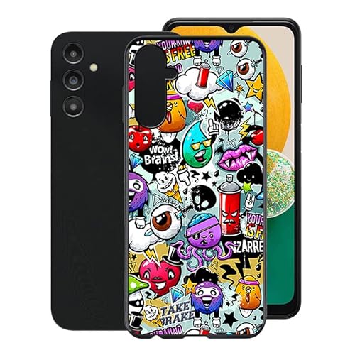 KJYF Hülle für Samsung Galaxy A04s (6.5"), Schwarz Ultra Dünn Weiche Silikon Case, Stoßfest Gefrostet TPU Tasche Cover, Anti-Kratzer Schutzhülle für Samsung Galaxy A04s - Graffiti von KJYF