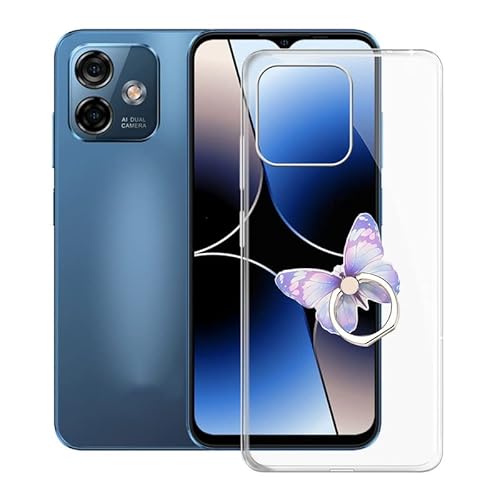 KJYF Hülle für Ulefone Note 16 Pro (6.52"), Handyhülle Anti-Kratzen Stoßfest Schutzhülle mit 360° Schmetterlingsform Ständer, Bumper Case Kratzfester Cover für Ulefone Note 16 Pro - Transparent von KJYF